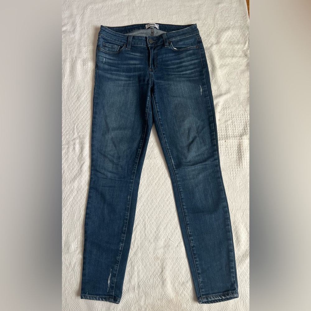 Paige Skinny Jeans Women's 27 Verdugo Mid Rise Dark Wash Blue Stretch Denim